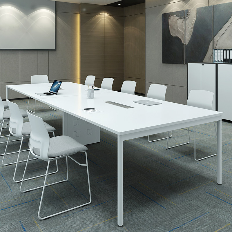 Saint Ode conference room rectangular white conference table long table training table office desk and chair combination simple and modern