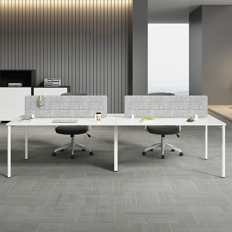 St. Aud Staff Desk White Minimalist Modern Office Station Screen Double Face To Face Four Places