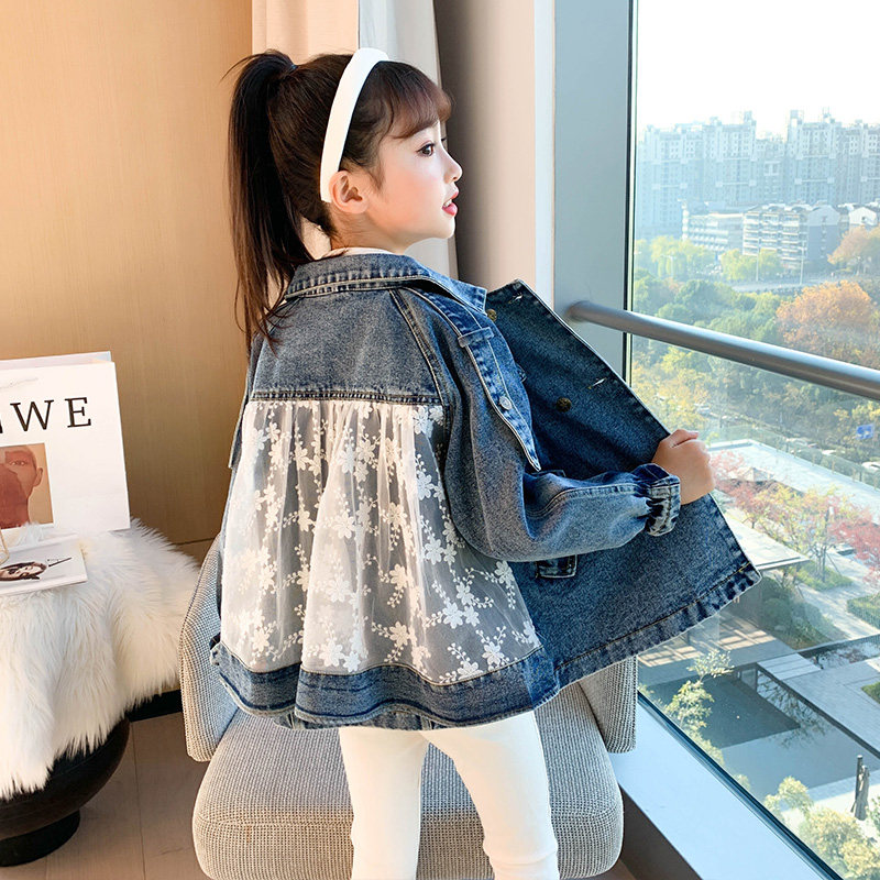 Girls denim jacket 2021 new spring children's clothing children's little girl spring and autumn foreign style fashionable top trend