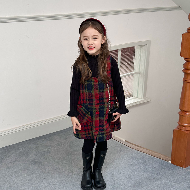 Korean Boy Dress Dress 2023 Girl Autumn Winter Getaway Fur Vest Skirt Women's Baby Korean Version Sweet And Beautiful Dress-Taobao