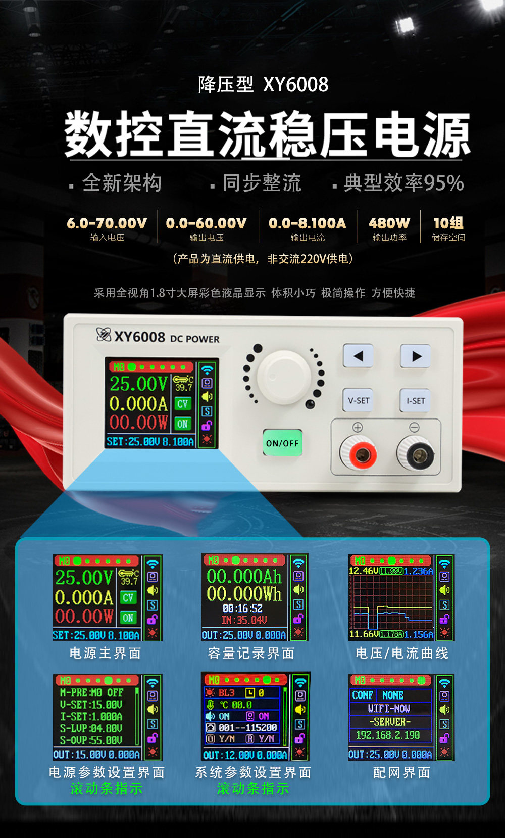 Тестер сопротивления xy6008 带wifi数控可调直流稳压电源恒压恒流 60v8a480w降压模块 1575732076