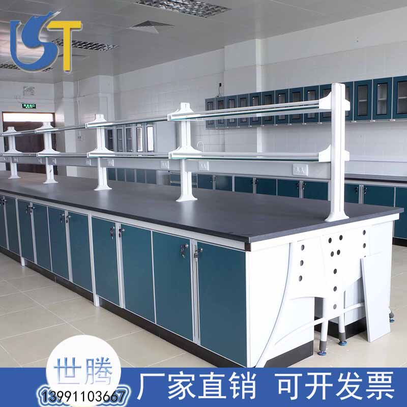Experimental Bench With Reagent Rack Sink Bench Laboratory Furniture Central Side Bench Customizable Manufacturer Direct Sales