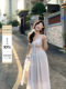 大小姐微胖大码“秘密花园”V领蕾丝吊带连衣裙女夏甜美气质长裙