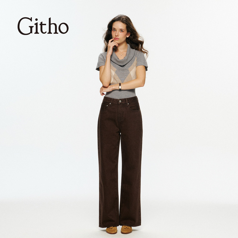 Githo26 Autumn New Style Straight 02 Loose Straight-Leg Wide-Fit Flowing Denim Pants Githo26 Autumn New Style Straight 02 Loose Straight-Leg Wide-Fit Flowing Denim Pants