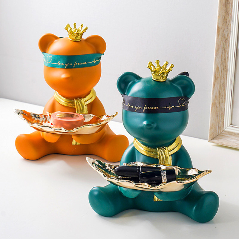 Nordic light luxury violence masked bear cosmetics storage ornaments bedroom dressing table ornaments housewarming new home gifts