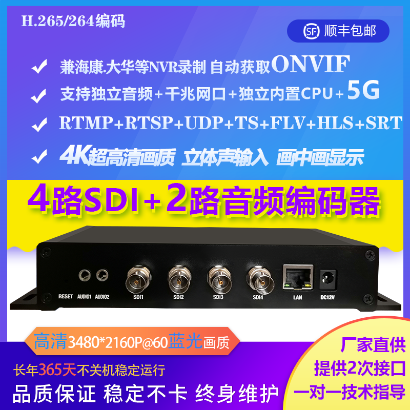 4 Paths Sdi High Definition Encoder H 265 Live Tweet Sdi Turn Ip Monitor IPTV Film Collection Nvr