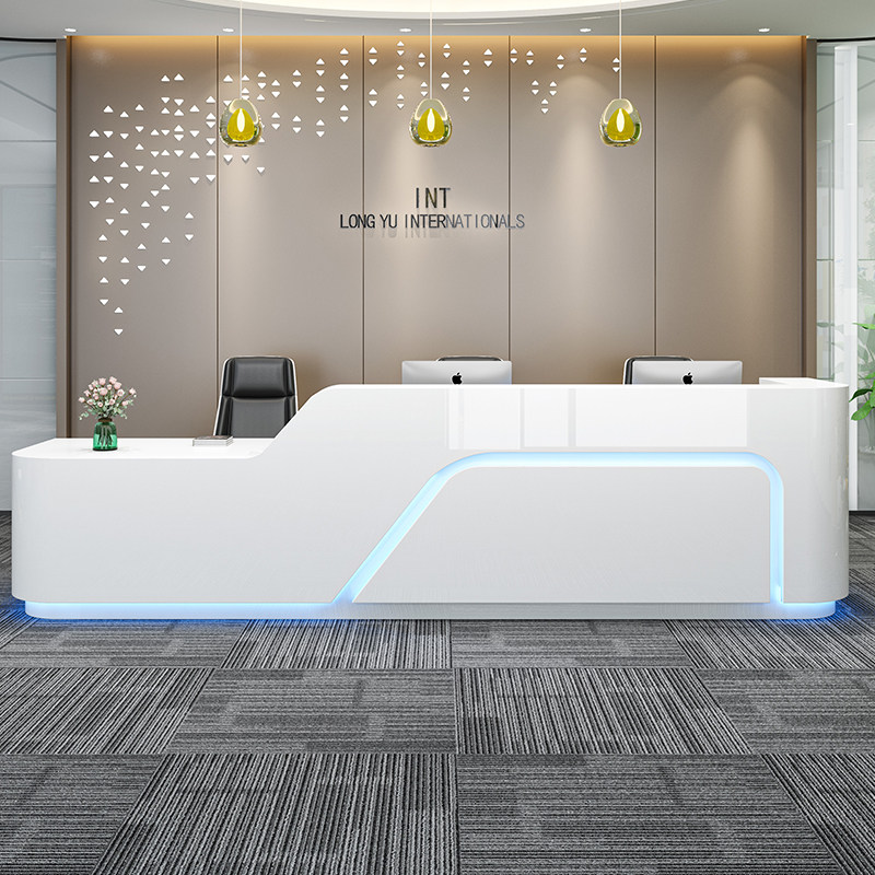 Painting front desk is simply modern company office reception desk beauty salon bar cash counter customization