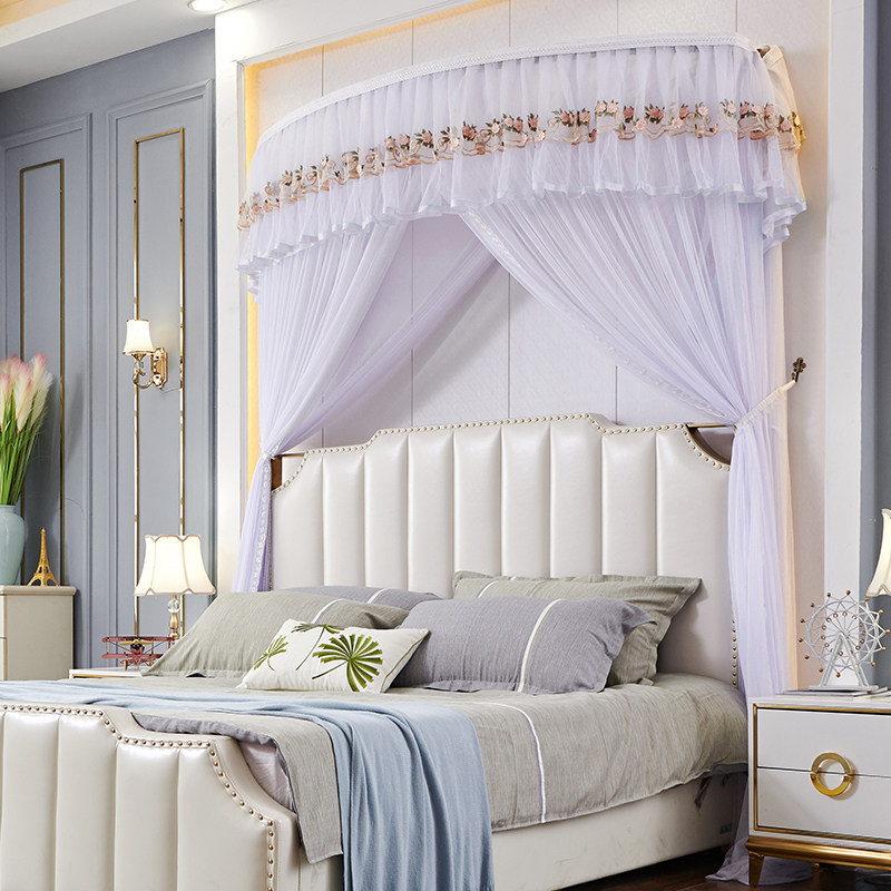 Huashun Easy folding telescopic mosquito net 1 8 m Double beds Home Encryption Thickening Palace 2020 New veins