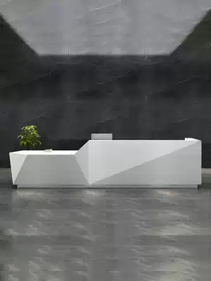 White paint company front desk reception desk minimalist modern desk custom high and low alien creative hotel bar