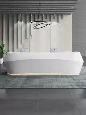 Paint front desk office front desk desk Reception desk Company cash register counter Bar curved counter Simple modern creativity