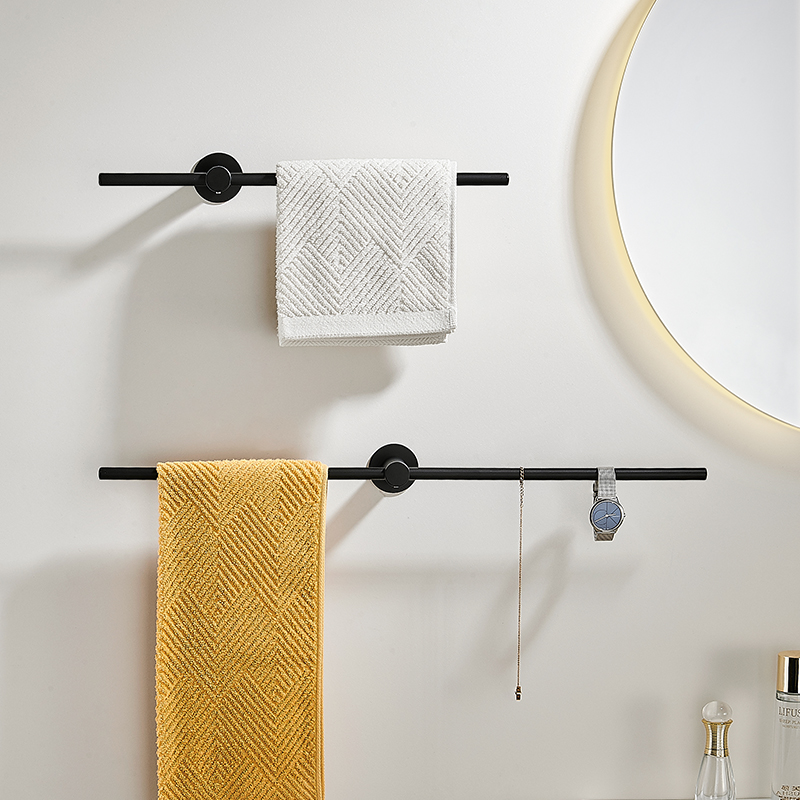 Extremely minimalist towel rack bathroom free of punch 304 stainless steel towel bar toilet light lavish single pole creative bath towel rack-Taobao