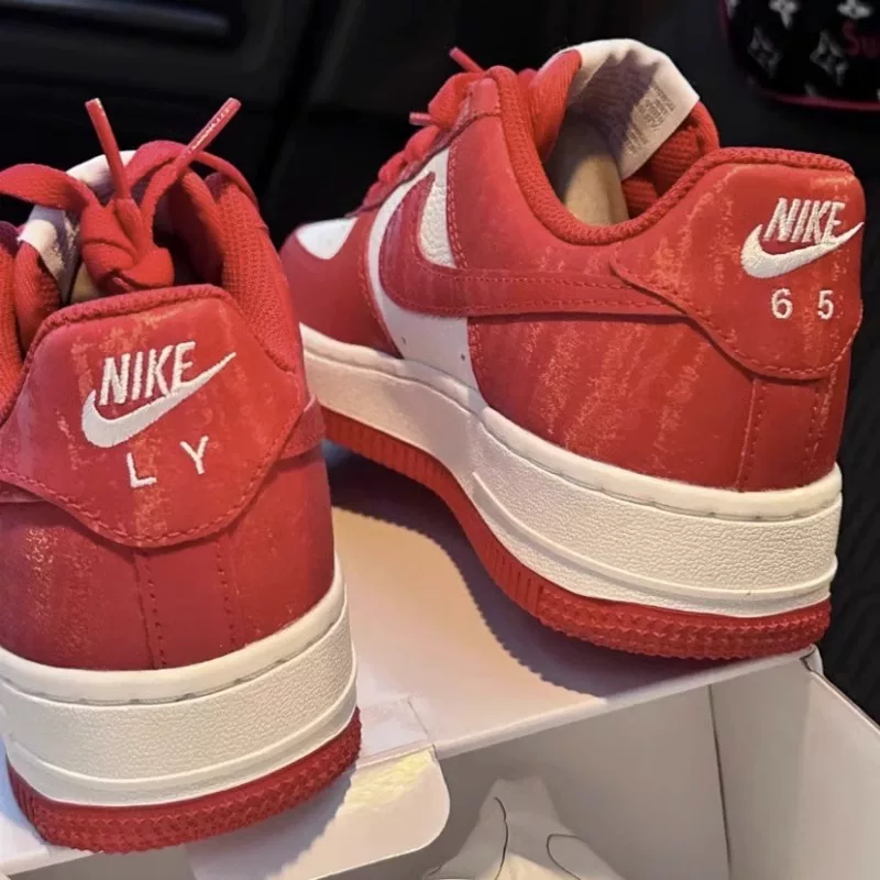 Кроссовки Nike, Nike Air Force 1, красные спортивные свадебные кроссовки для мужчин и женщин для отдыха, на заказ, для любимого