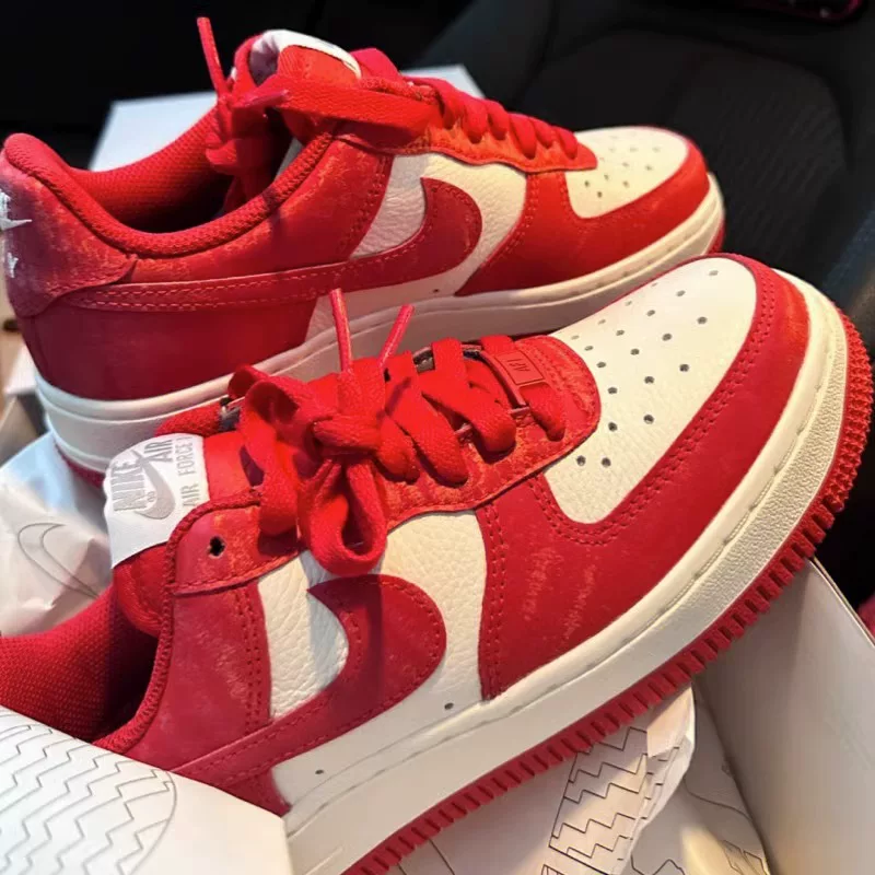 Кроссовки Nike, Nike Air Force 1, красные спортивные свадебные кроссовки для мужчин и женщин для отдыха, на заказ, для любимого