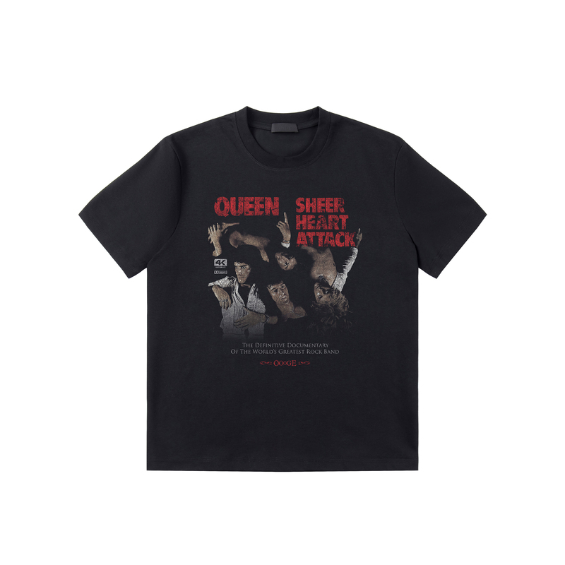 Oooge Imported Kangli Print Solona "Queen Band Short Sleeve T-Shirt" Digital Direct Printing, Breathable and Not Stuffy Oooge Imported Kangli Print Solona "Queen Band Short Sleeve T-Shirt" Digital Direct Printing, Breathable and Not Stuffy