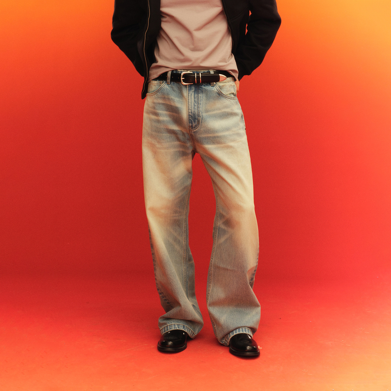 Plus No Logo【Ooo｜Second Anniversary Limited Edition】14.5Oz Twilight White O07 Jeans Washed Long Pants