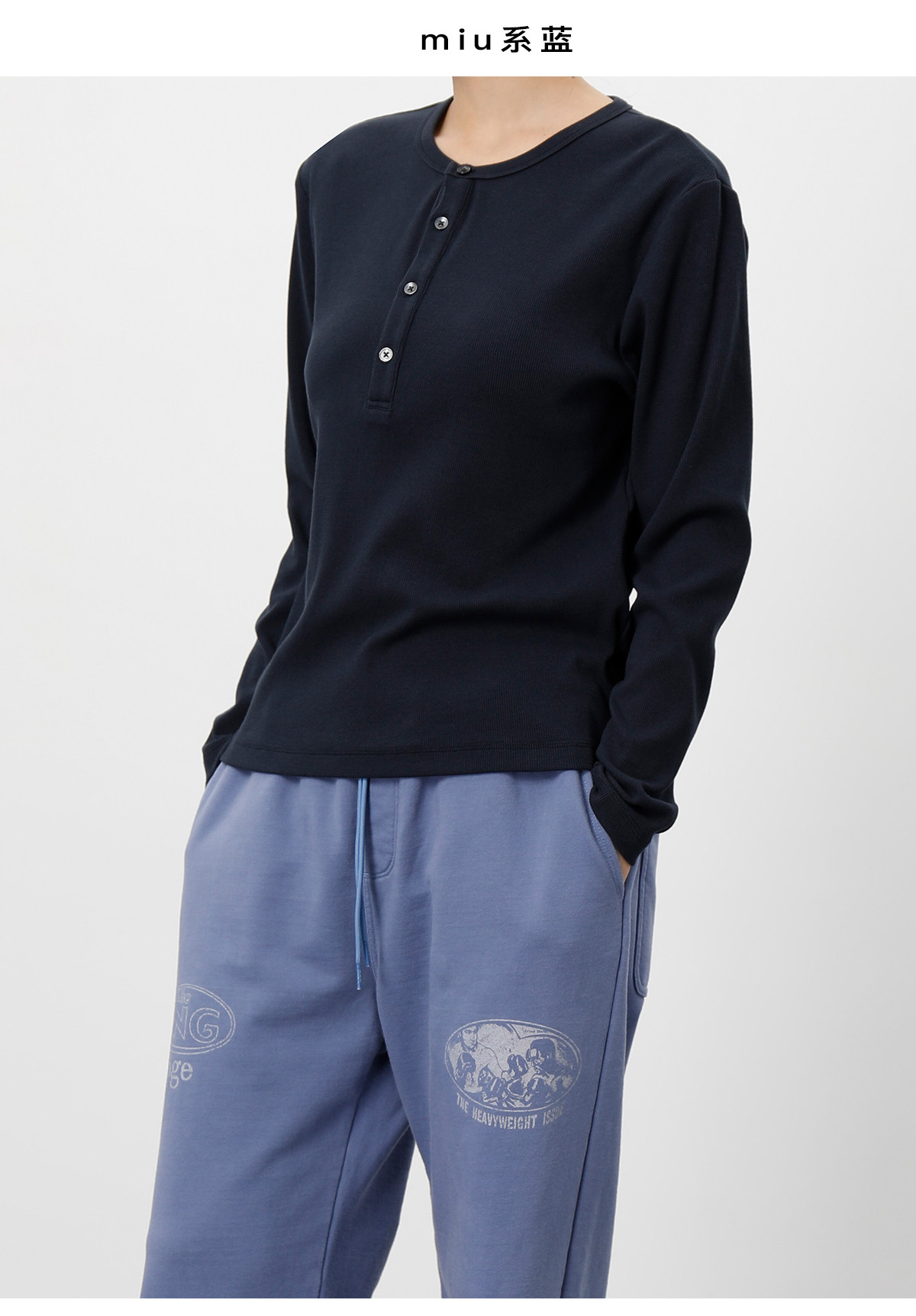PLUS NO LOGO Slim-Fit Ribbed Henley Long-Sleeve Tee