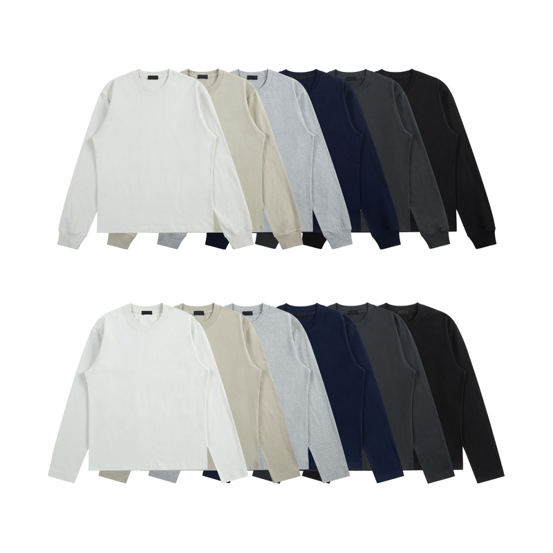 〔No Logo〕 Pure Cotton, Soft, Comfortable, Warm, Cuffed Long-Sleeve T-Shirt with a Small Neckline