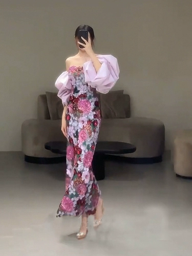 Свадебное платье, элитное вечернее платье, блестки для ногтей для невесты, топ без лямок, легкий роскошный стиль, крой «рыбий хвост»