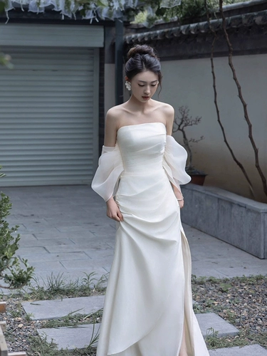 Свадебное платье, элитное вечернее платье для невесты, коктейльный банкетный топ без лямок