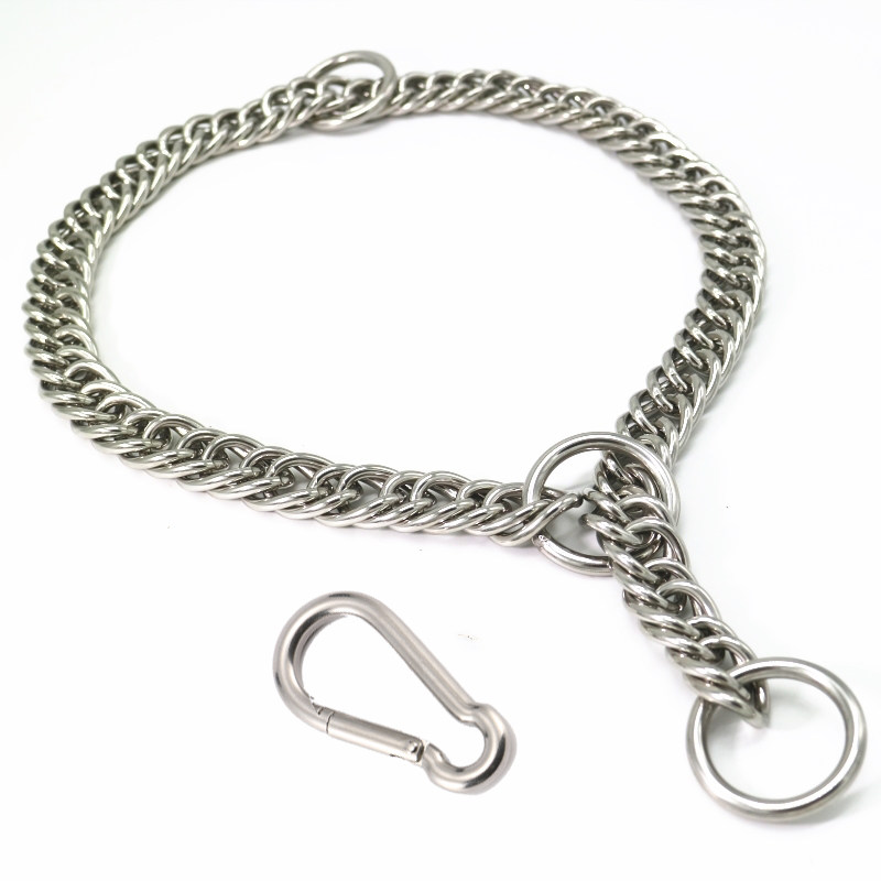 Wide stainless steel P chain race-level snake chain Golden Retriever German Shepherd medium and large dog training dog walking dog chain collar collar