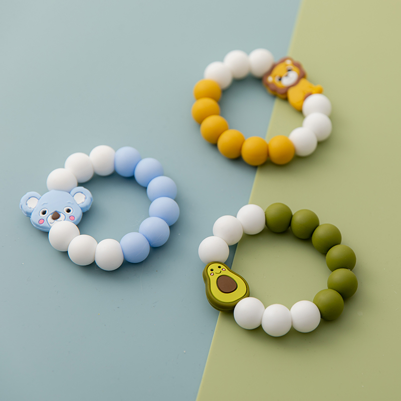 Tooth gum bracelet baby animal teething stick food grade silicone can be boiled anti-eat hand artifact baby toy bite glue