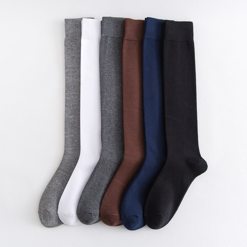 Long Socks for Men, Black High Socks, Spring and Summer Business Cotton Socks, Knee-High Socks, Thin Formal High-Waisted Calf Socks