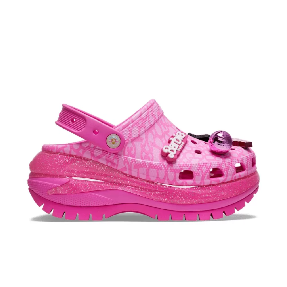 Подлинные Crocs X Barbie, лимитированная совместная коллекция с толстой подошвой, увеличенная характеристика, розовые Cave обувь