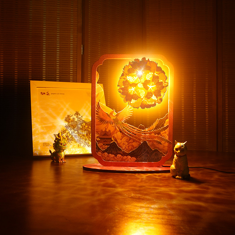 On the new Forbidden City, there is a Phoenix, paper carving lamp, DIY, handmade gift, classmate, boyfriend, female student birthday