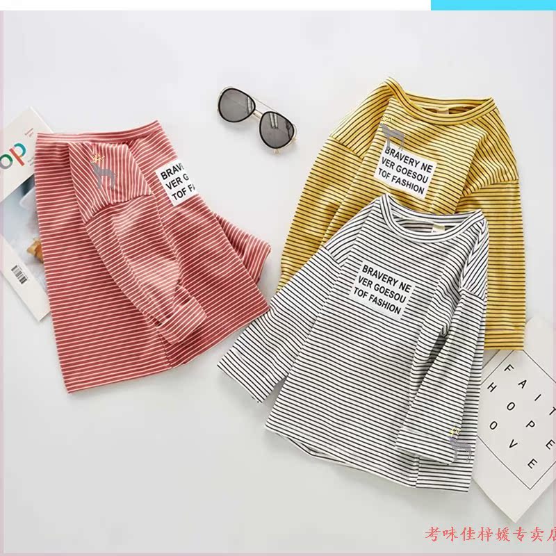 Girlt t-shirt dài tay đáy-up mùa xuân và phiên bản Hàn Quốc trẻ em mùa thu mỏng của các hợp thời trang loose-fitting vòng cổ mùa hè ngắn tay hàng đầu.