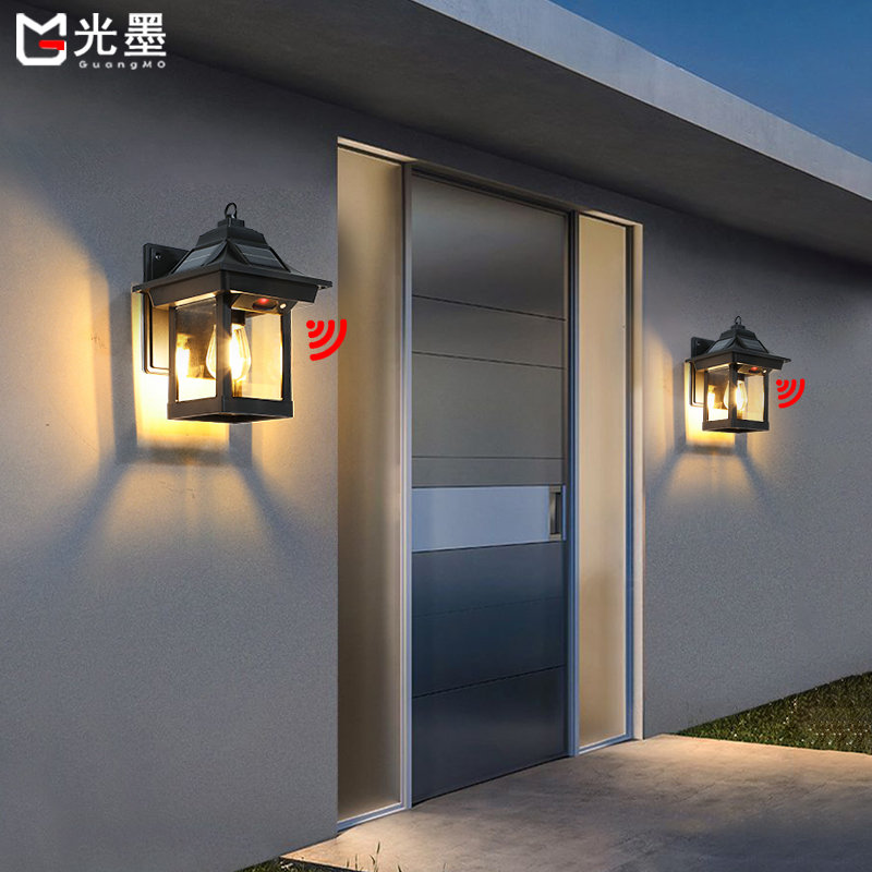 Solar outdoor waterproof wall light wiring-free outdoor waterproof wall light human body induction light gate patio light