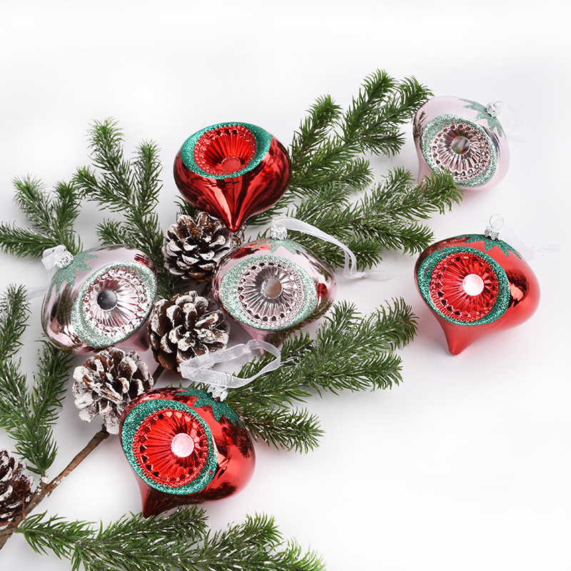 HinChristmas Christmas Decorations Pendant Series 8CM Onion Styling Christmas Tree Pendant Sunflower Double Pointed Hang Accessories 3 Clothing