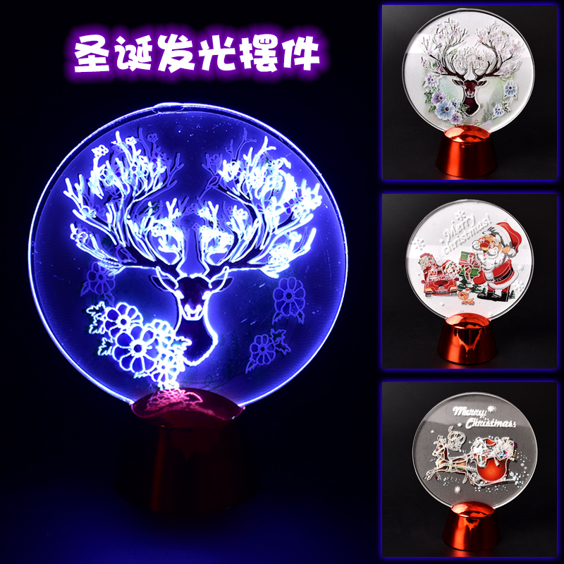 Crystal Acrylic Lighting Fittings Santa Claus Elk LED Lighting Cabinet Creative Decoration for Children