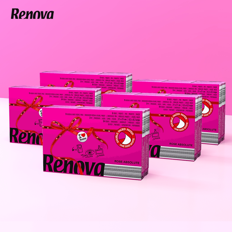 Renova Paper Handkerchief small bag portable napkins aperitif aperitif paper with peach red roses 5-30 packs