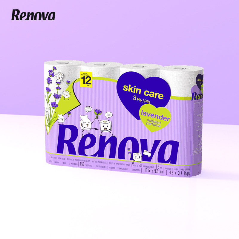 Renova Portugal imported scented drum toilet paper toilet paper Home toilet paper printed sanitary paper towel 12 vol.