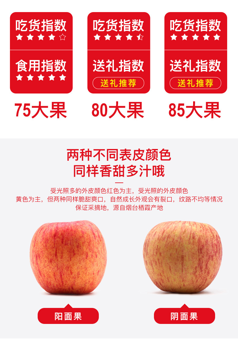 烟台栖霞红富士 一级大果 10斤 果径80-85mm 图6