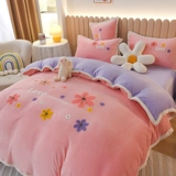 Зимний демисезонный комплект, хлопковое одеяло, двусторонний фланелевый пододеяльник, 4 предмета