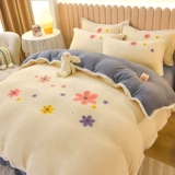 Зимний демисезонный комплект, хлопковое одеяло, двусторонний фланелевый пододеяльник, 4 предмета