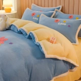 Зимний демисезонный комплект, хлопковое одеяло, двусторонний фланелевый пододеяльник, 4 предмета