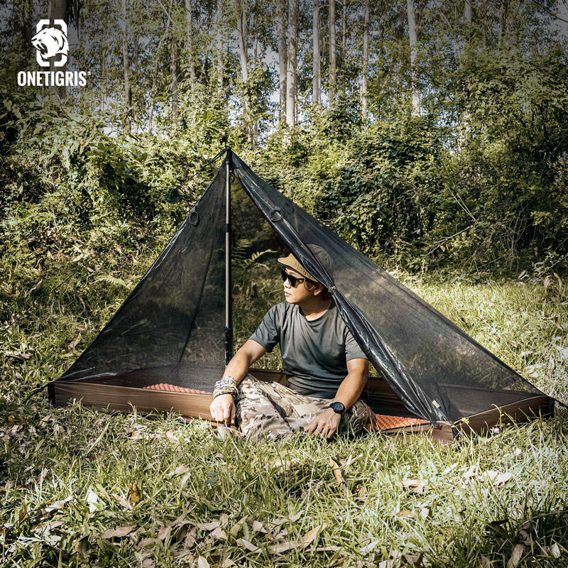 Yihu シングル人用尖頭インナーテント キャンプ用 ユニバーサル アウトドア ピラミッドメッシュインナーテント アウトドア 防蚊 換気 通気性