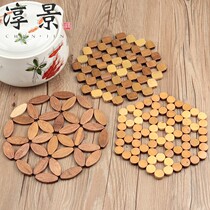 Pot bottom bamboo placemat Chinese style Chinese style pad Bowl heat insulation pad anti-scalding casserole table mat Small piece high temperature resistant household