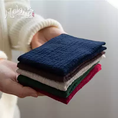 Cotton linen tea towel absorbent thickened tea cloth Japanese pot special towel Zen tea set accessories high-grade square towel wipes