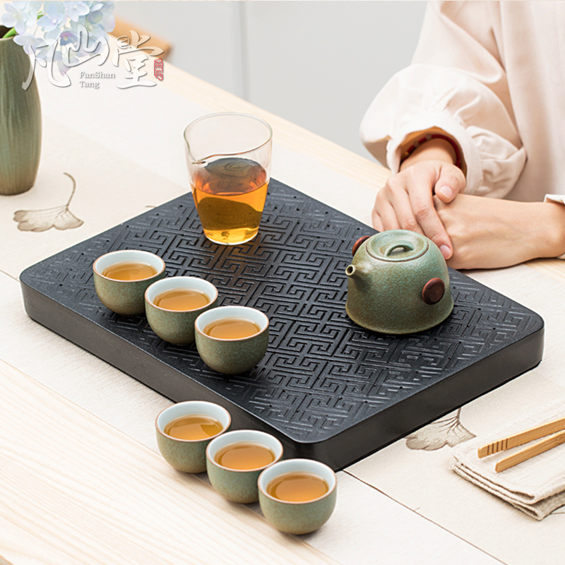 Fan Shantang Brief Ceramic Kung Fu Tea Set Composition Storage Type Dry Bubble Tea Tray 6 Person Day Style Home Whole Set