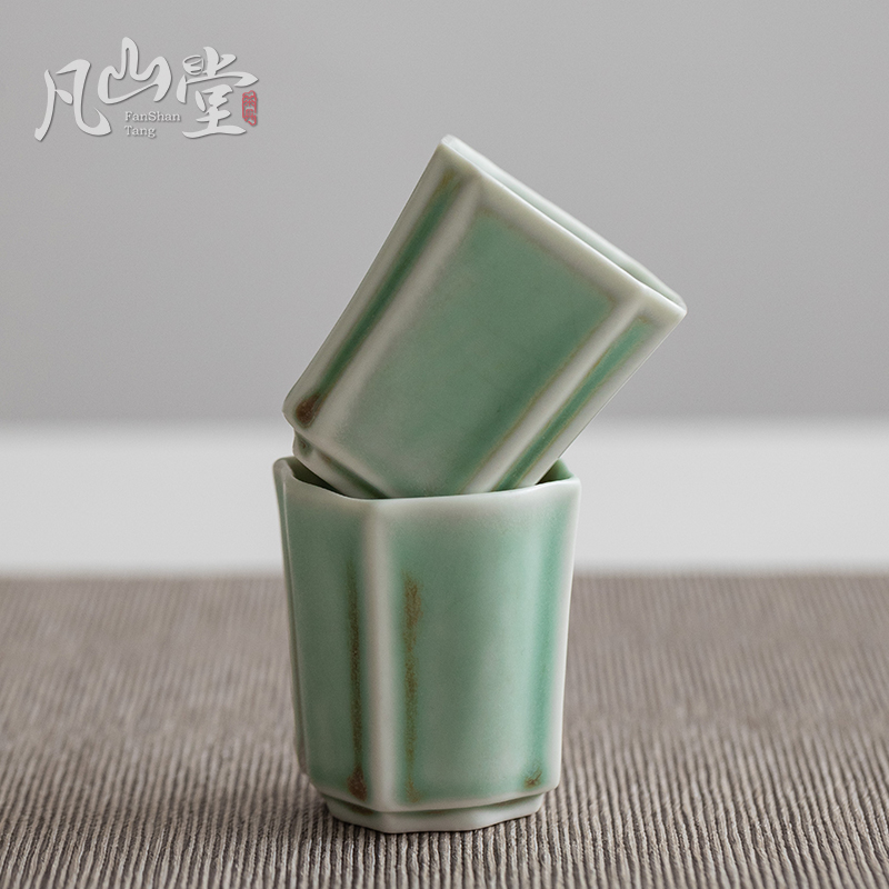Fangshan Hall Ceramic Master's Cup Subeating Green Pink Cup Single Creative Little Tea Cup Single Cup Home Gongfu Tea (s)