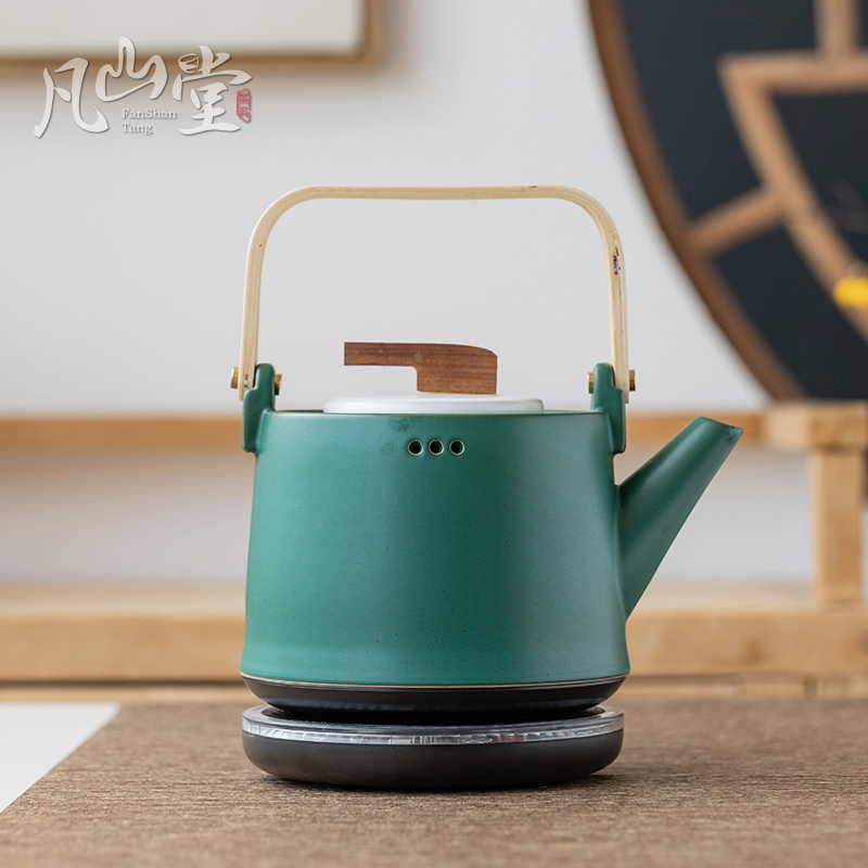 Home Burning Kettle Ceramic Creative Black Crystal Furnace Full Automatic Electric Kettle Living Room Modern Insulation Pot Tea Set Accessories