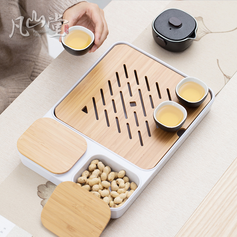 Home Modern Tea Tray Living Room Day Style Small Tea Table Minimine Dry Bubble Table Bamboo Korn Tea With Water Storage Bubble Table