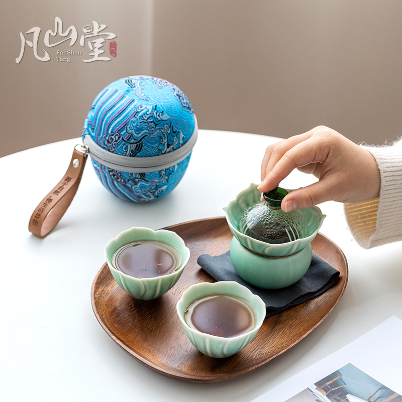 Home Small Tea Set Group Quick Guest Cup Creativity One Pot Two Cups Ceramic Travel Tea Set New White Collar Tea Maker