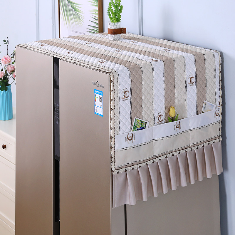 Thickened refrigerator dust cover single double door protection cover towels tumble washing machine anti-slip anti-slip refrigerator cover cloth