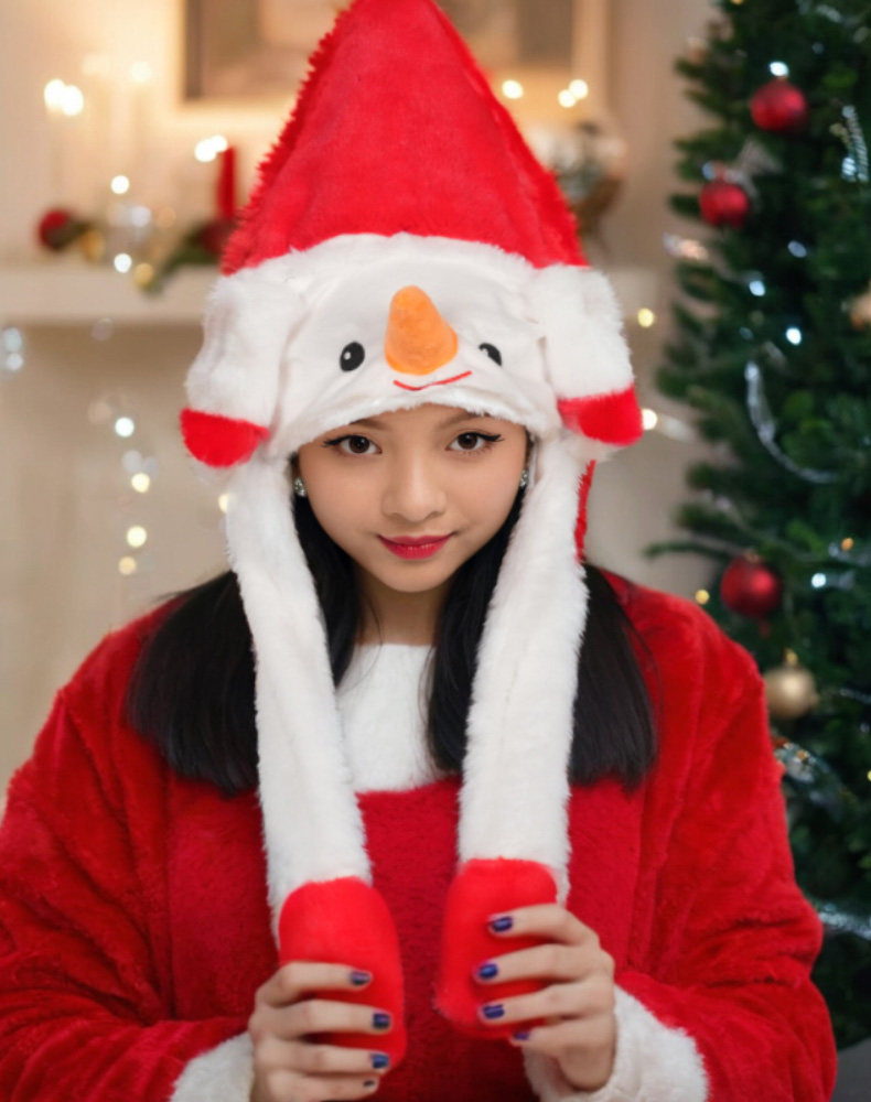 Новогодняя шапка 2025新款耶诞帽成人儿童会动的耶诞老人驯鹿可爱卡通装扮派对头饰