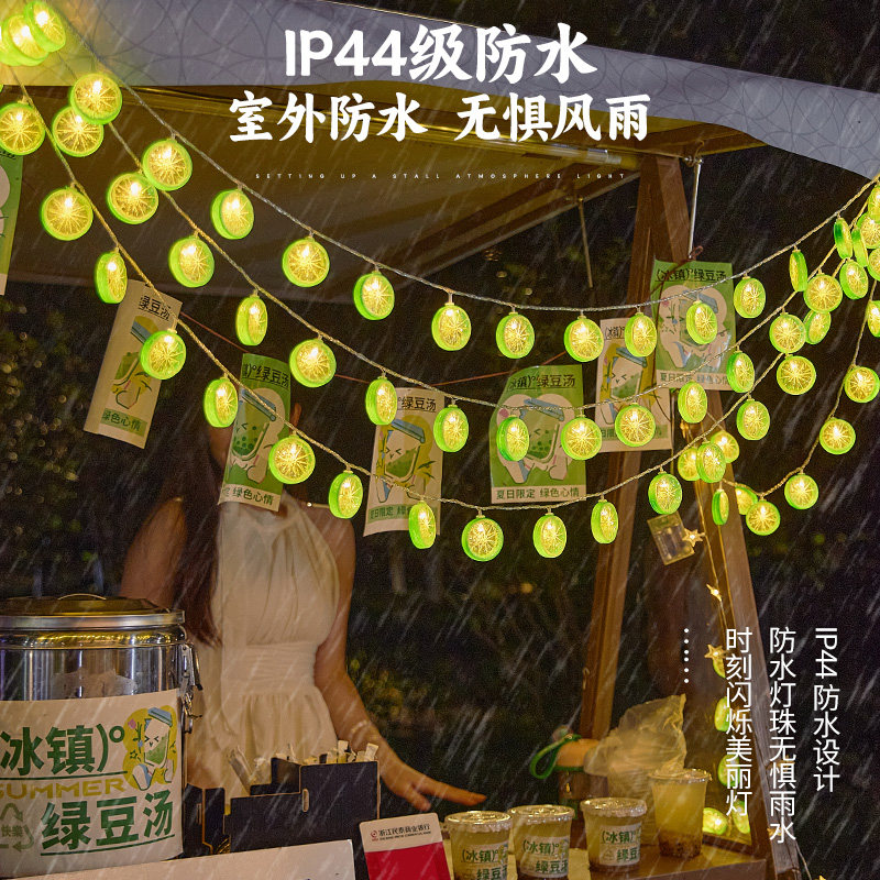 Lemon slices Night Market Pendulum Atmosphere Light Led Festoon Lights string Lights Bedrooms Deco Girl Hearts Rooms Stars Lights-Taobao