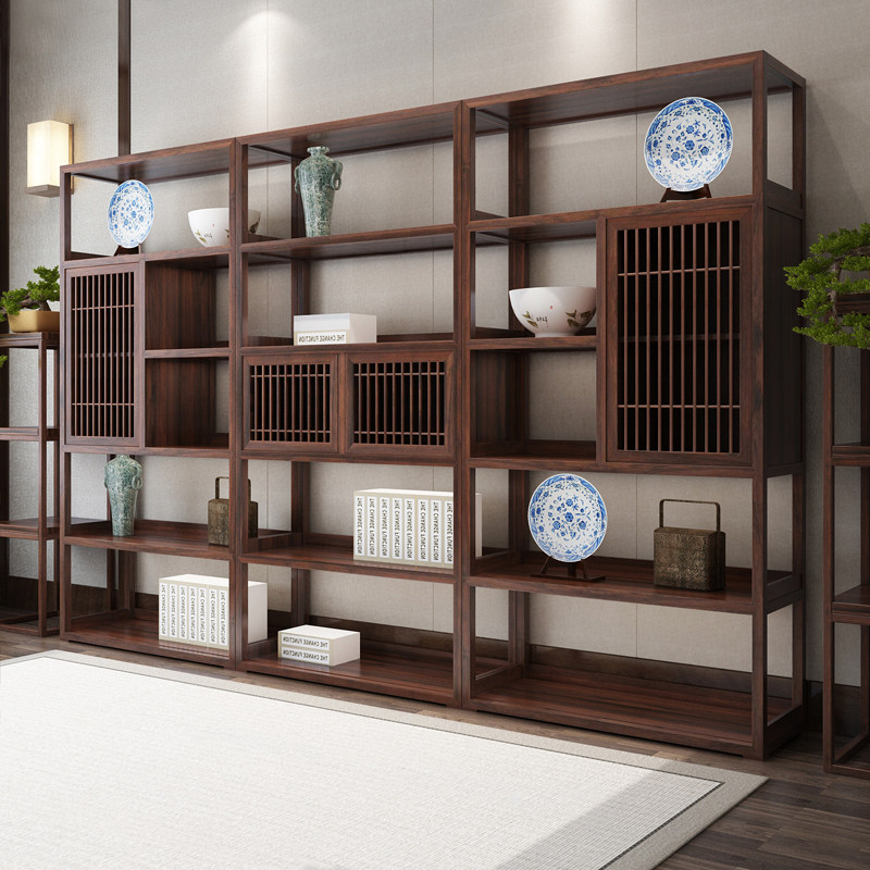 Bogu Rack Solid Wood Imitation Antique Home Tea Cabinet Display Multi-Treasure Cabinet New Chinese Partition Small Pendulum set with shelves